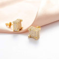 ECED Out Square Stud Ohrring für Männer und Frauen 18K Gold plattiert hypoallergen Hip Hop Cool Boys Juwely